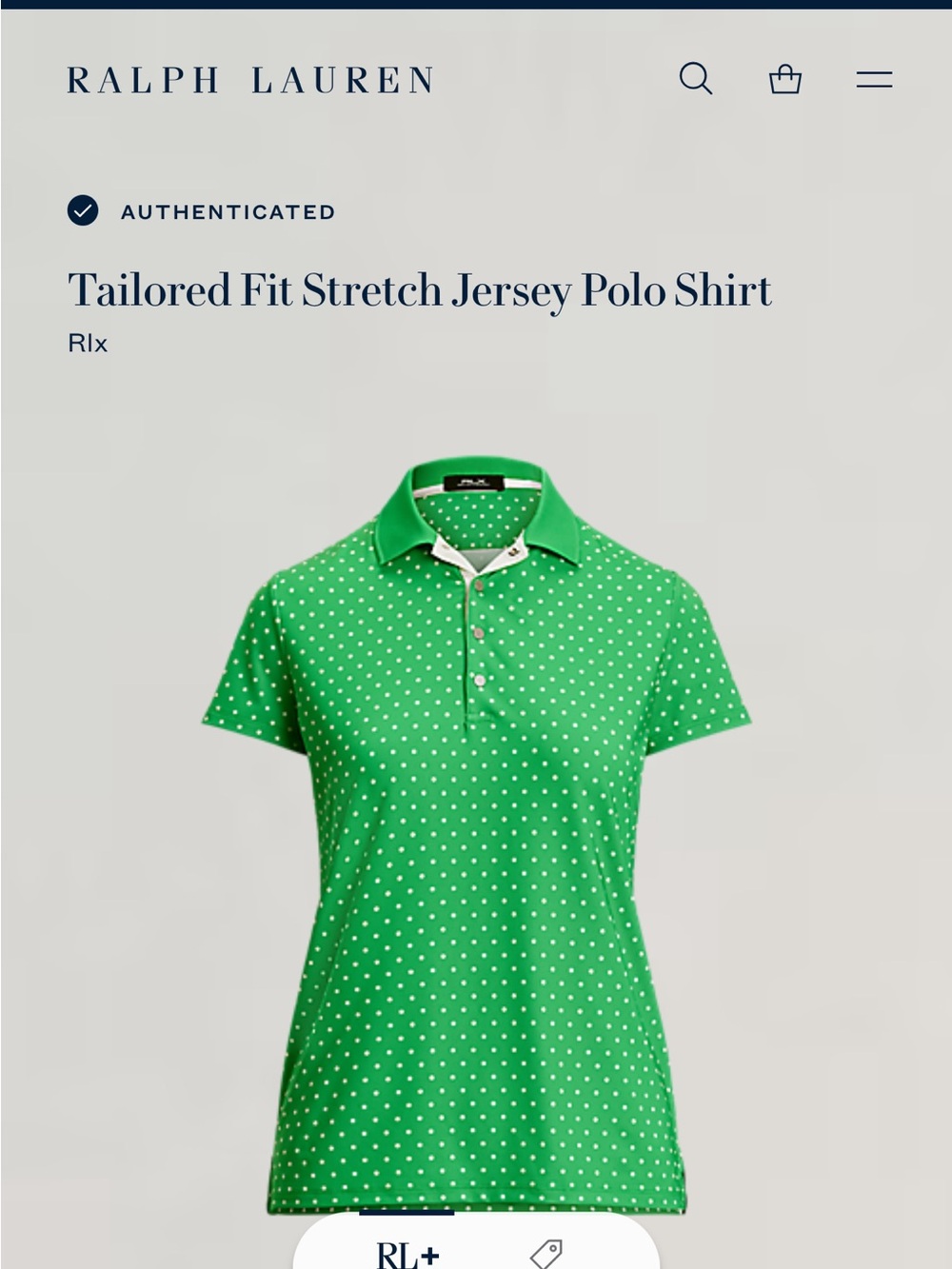 Ralph Lauren Green Polka Dot Stretch Jersey Polo